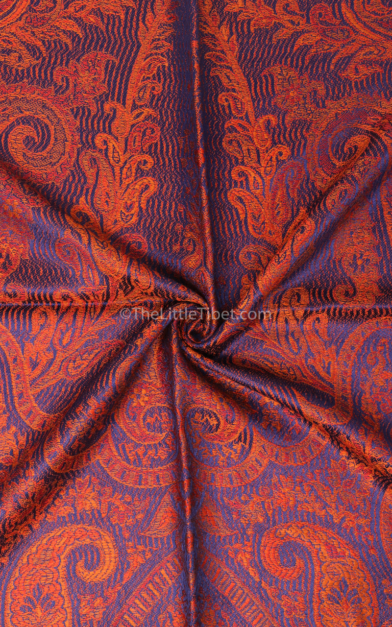 Burnt Orange Paisley Silk Pashmina - MCL302