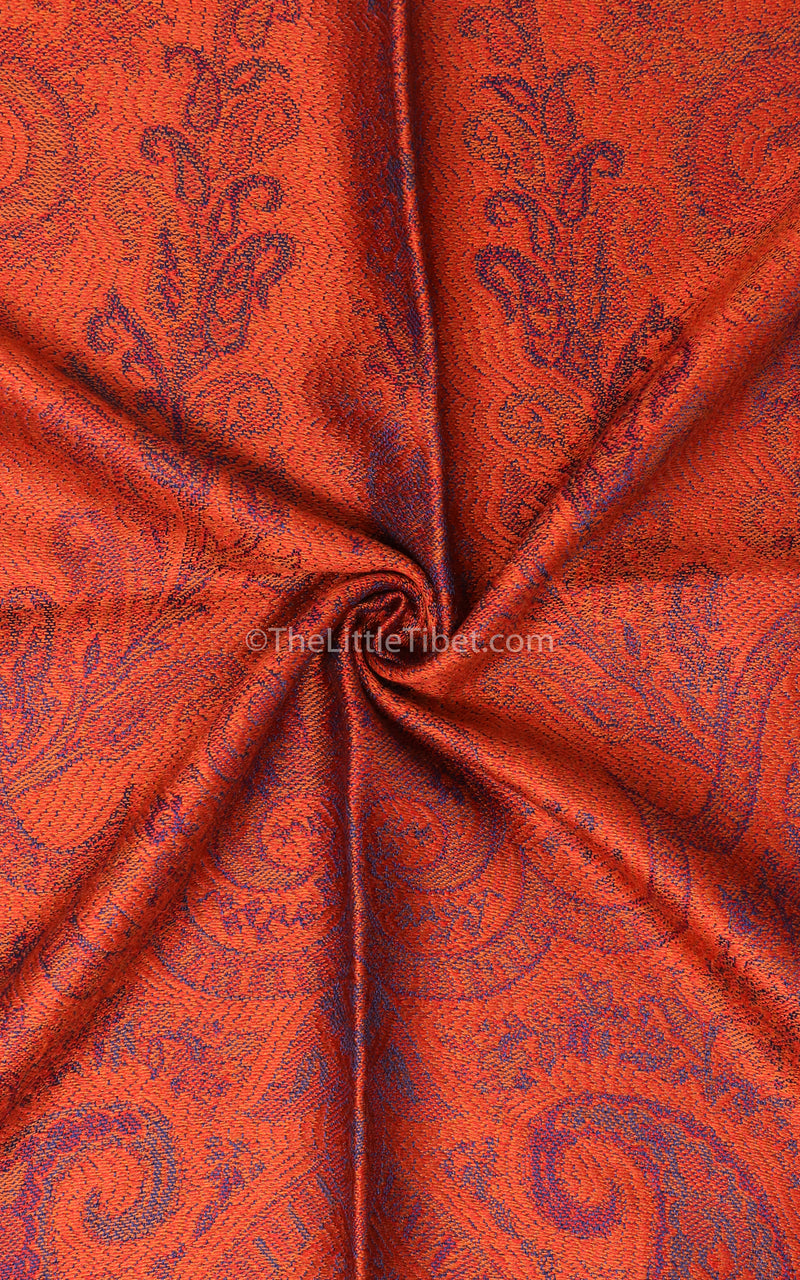 Burnt Orange Paisley Silk Pashmina - MCL302