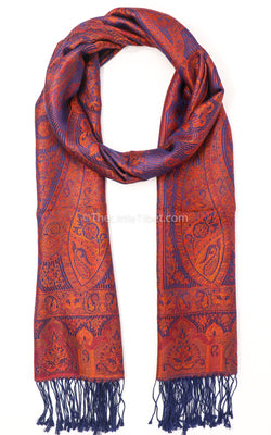 Burnt Orange Paisley Silk Pashmina - MCL302