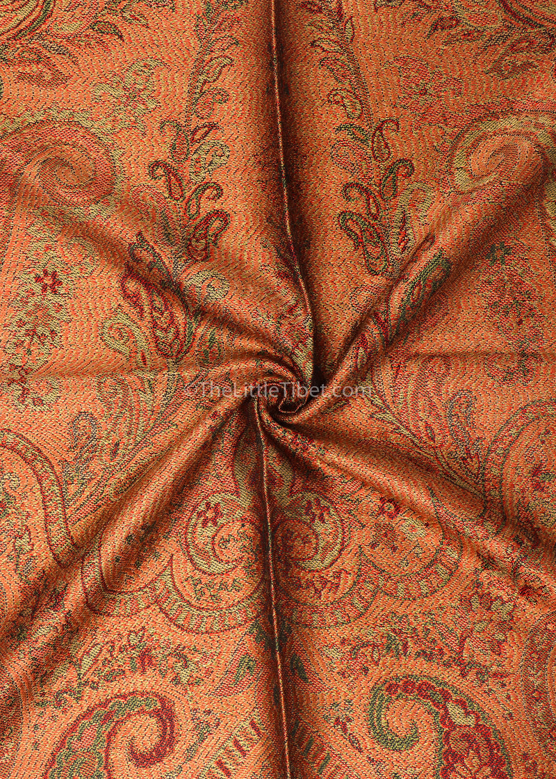 Quincy Brown and Fiery Orange multicolour pure silk scarf pashminas -MCL311 - The Little Tibet