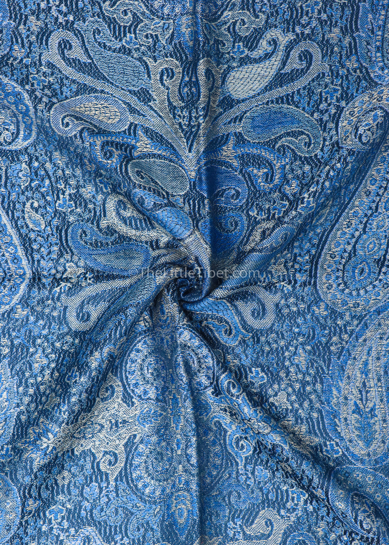 Harriet Navy Silk Pashmina - LM 312 - The Little Tibet