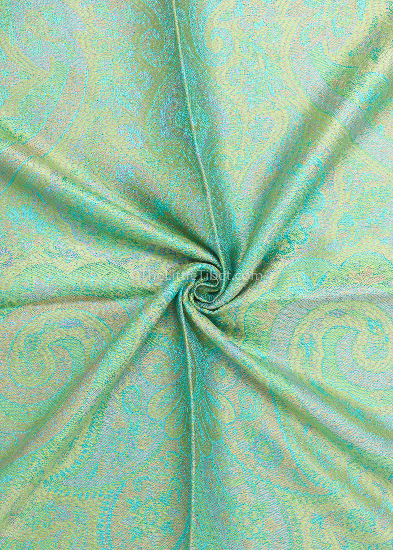 Viridian and aqua forest green, Turquoise colour vibrant pure silk pashmina -MCL 314 TEAL B - The Little Tibet