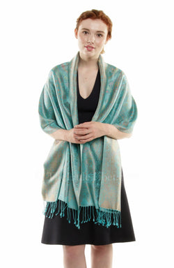 Rachel Aqua Silk Scarf - MCM-TEAL 6C - The Little Tibet