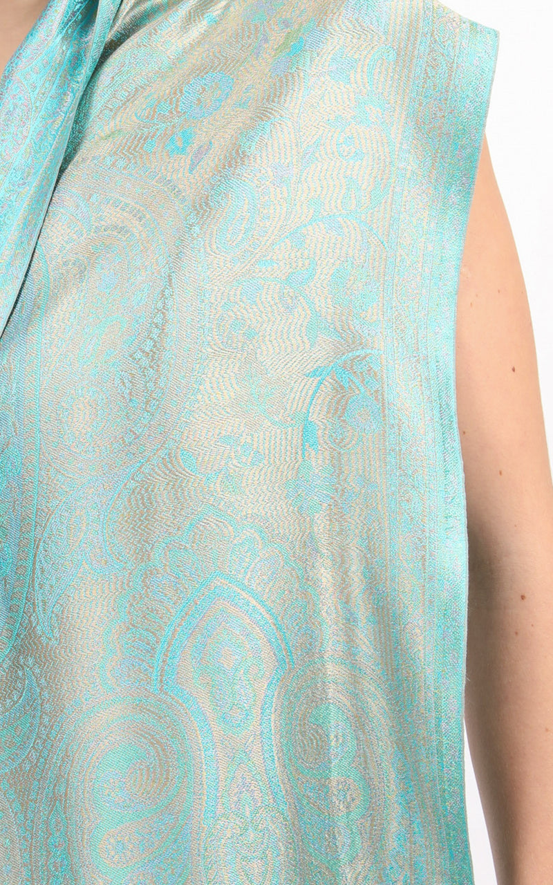 Turquoise Skinny Silk Scarf - MCS TEAL