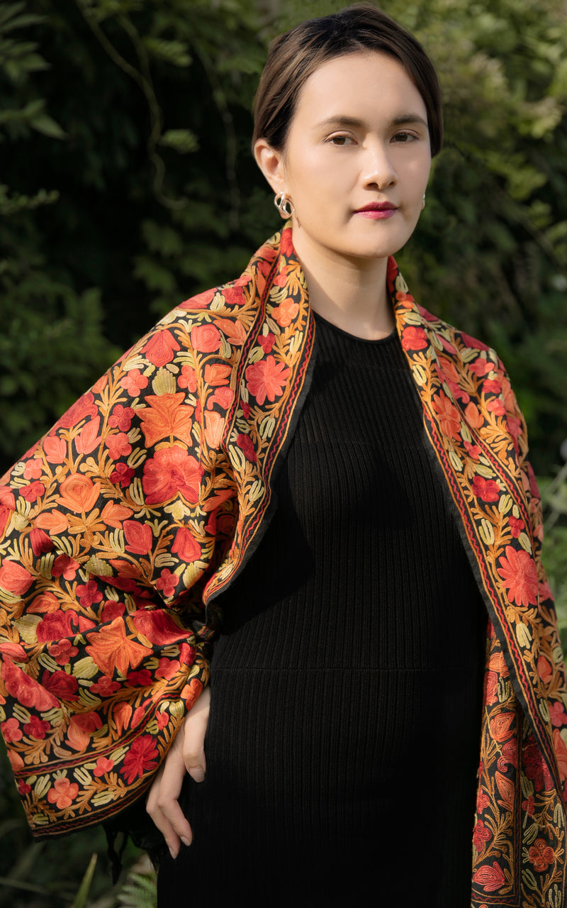 Ariana Floral Hand Embroidered Shawl