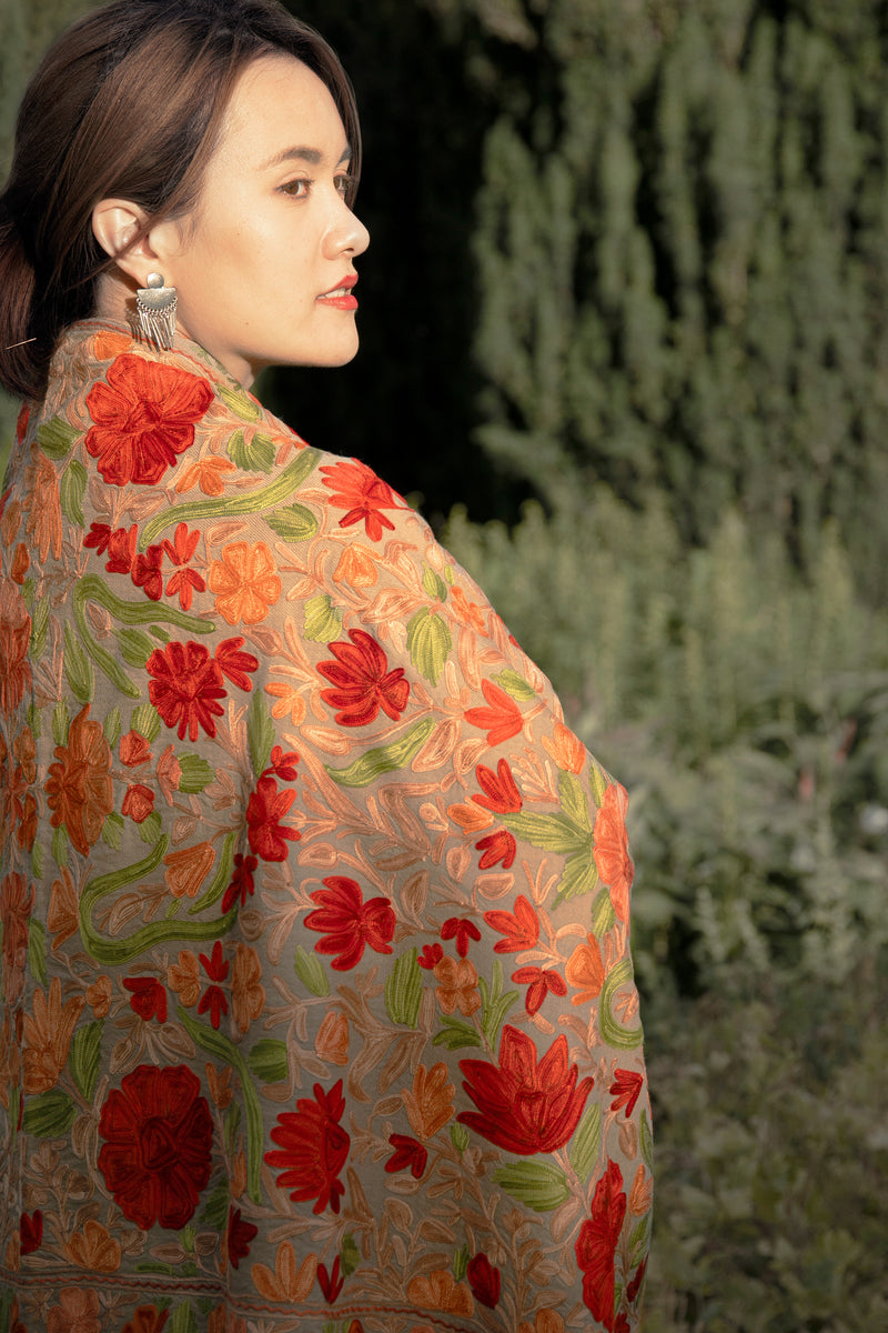 Blossom Hand Embroidered Shawl