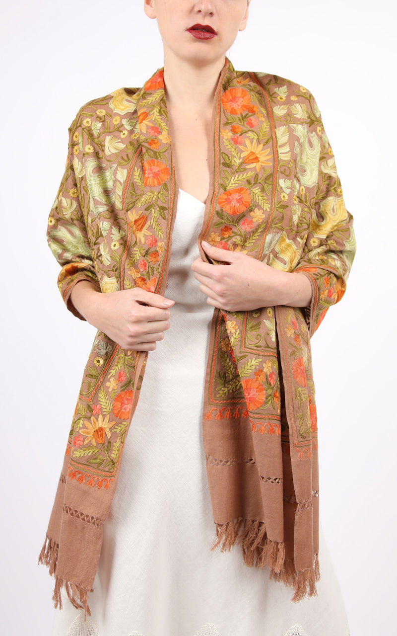 Lucia Garden Embroidered Shawl