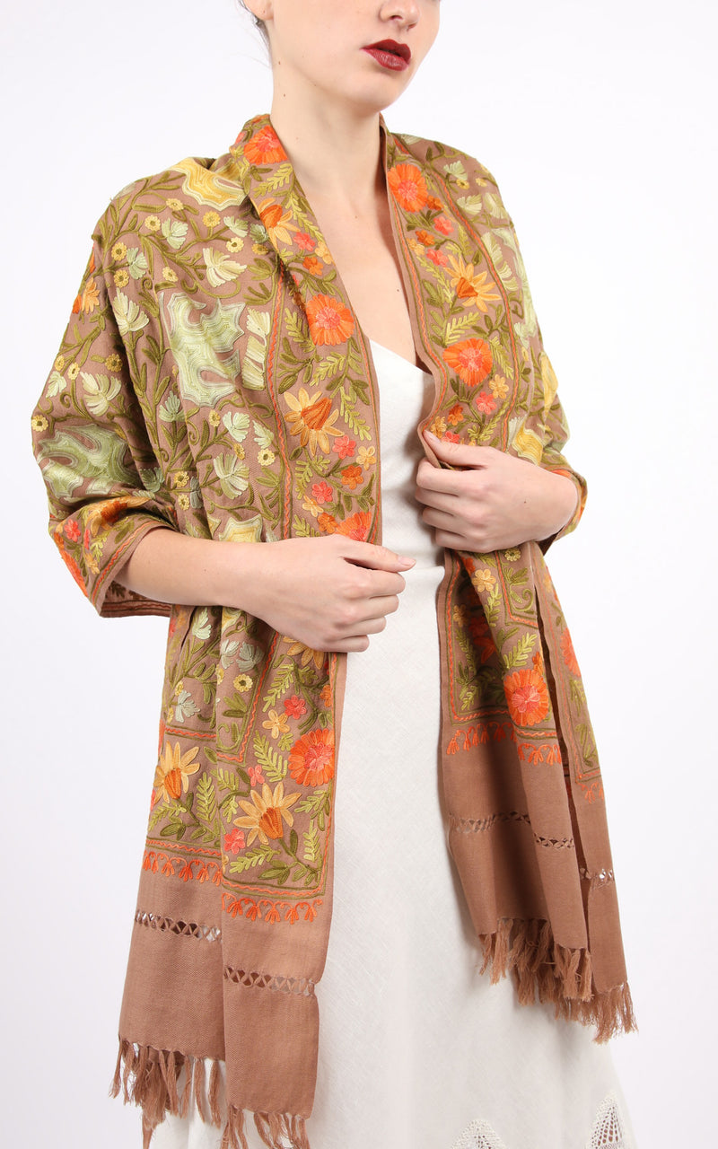 Lucia Garden Embroidered Shawl