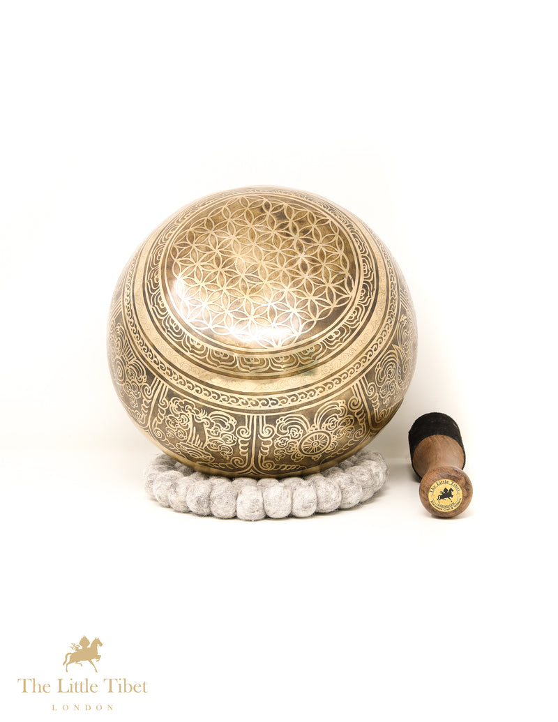 Mandala & Flower of life Tibetan Singing Bowl  - A235