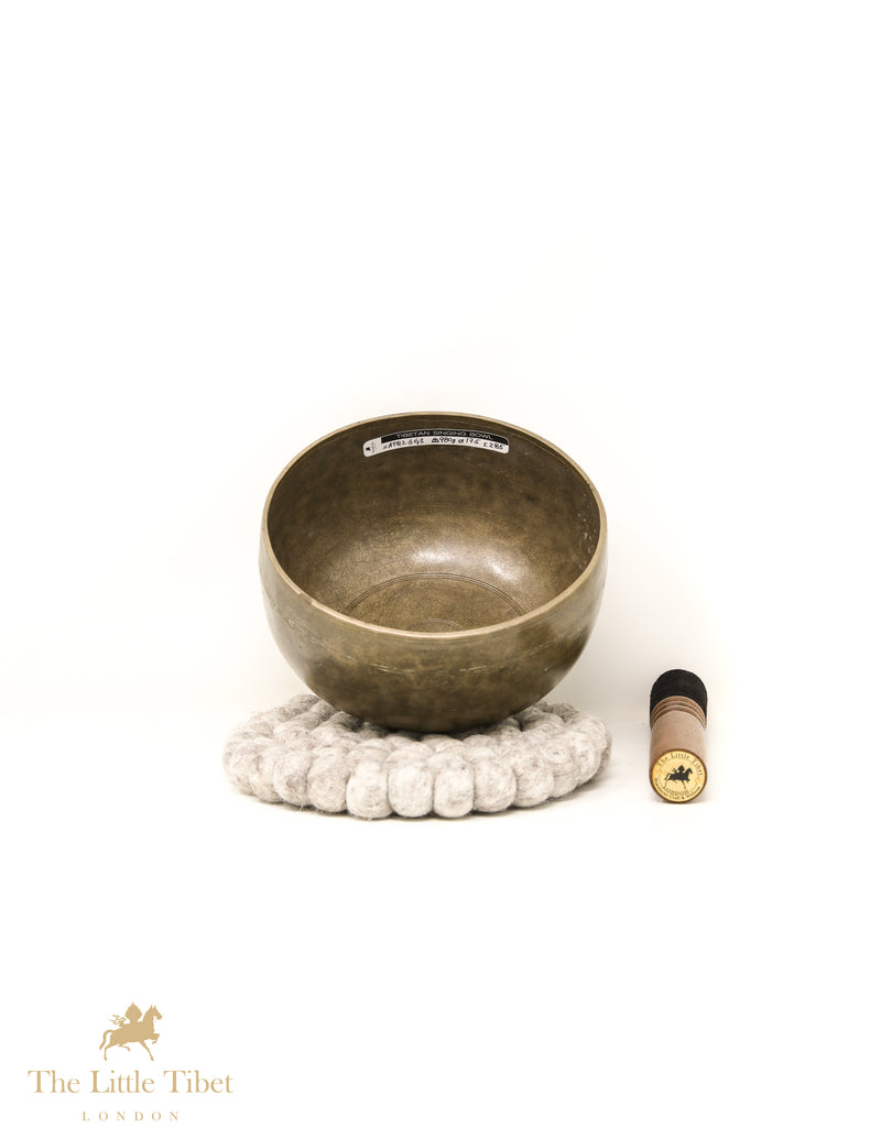Flat Base Dark Antique Tibetan Singing Bowl for Meditation - ATQ2