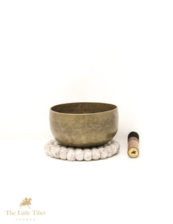 Flat Base Dark Antique Tibetan Singing Bowl for Meditation - ATQ2