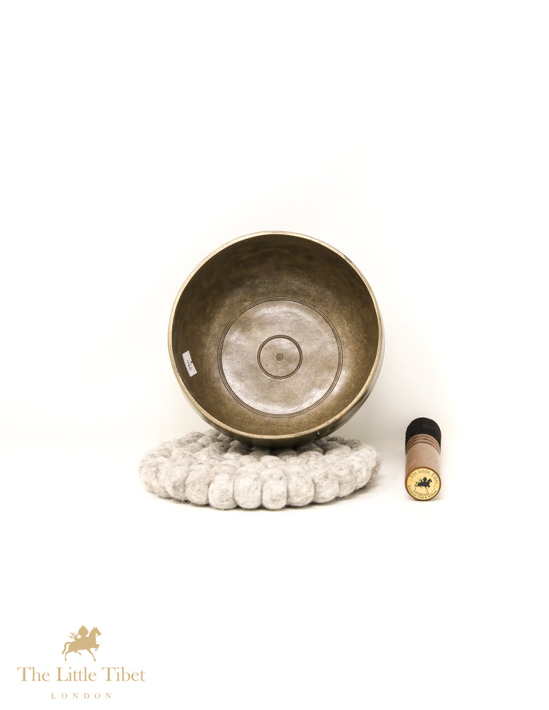 Flat Base Dark Antique Tibetan Singing Bowl for Meditation - ATQ2