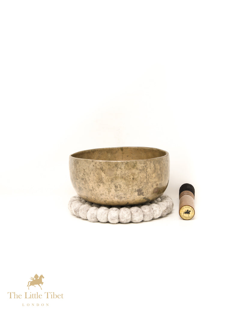Flat Base Antique Tibetan Singing Bowl for Meditation - ATQ48