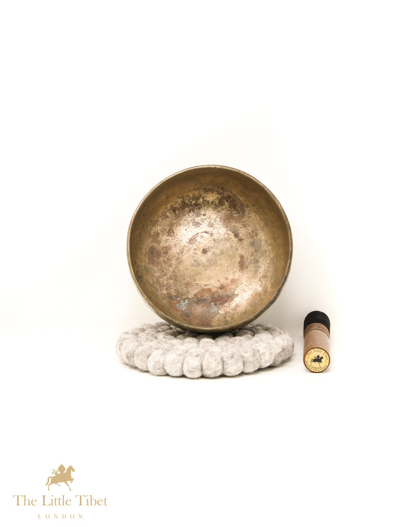 Flat Base Antique Tibetan Singing Bowl for Meditation - ATQ48