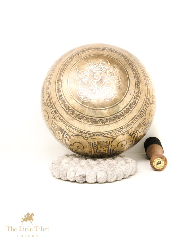 Tibetan singing bowl with Om Mani Padme Hum for Mindfulness - T95