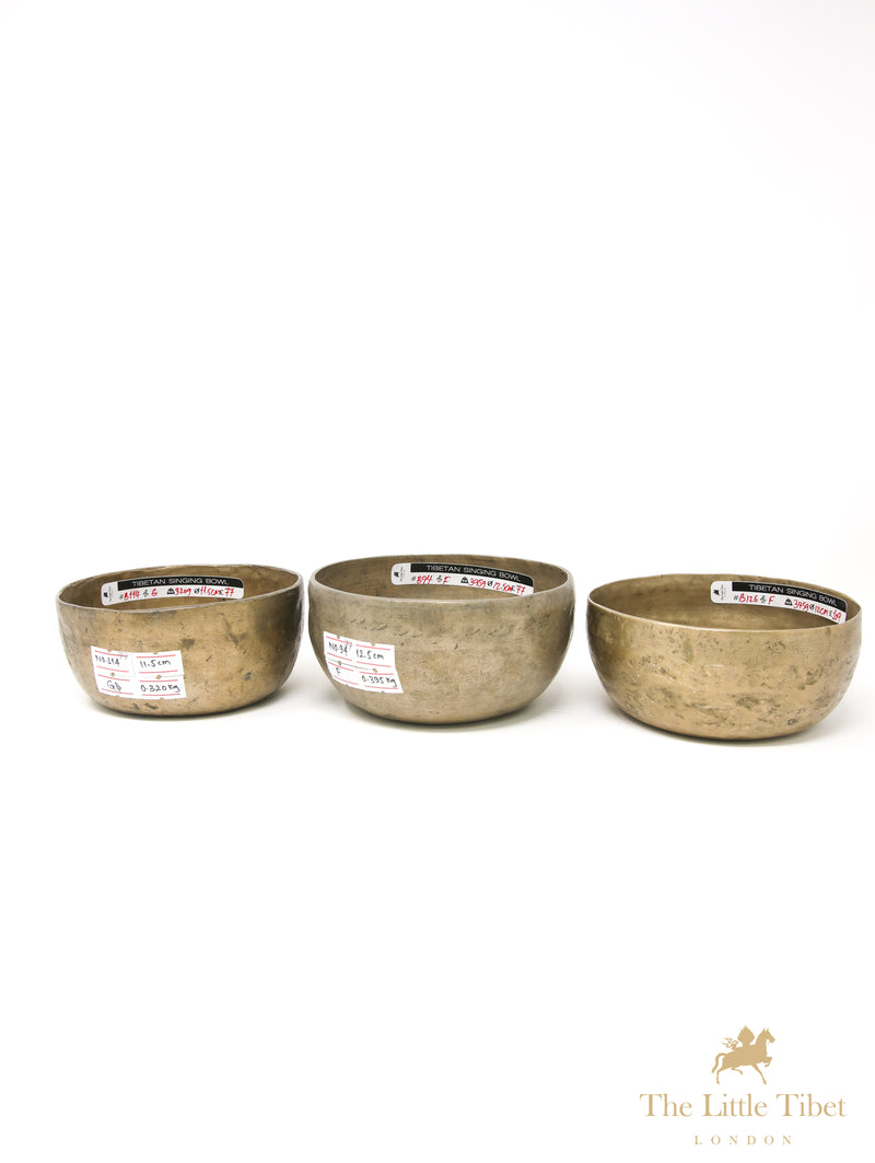 Small Antique Singing Bowls for G & F Notes - B126/B94/B114