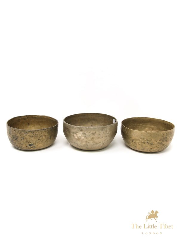 Small Antique Singing Bowls for D, E, & F Notes- B101/B105/B90