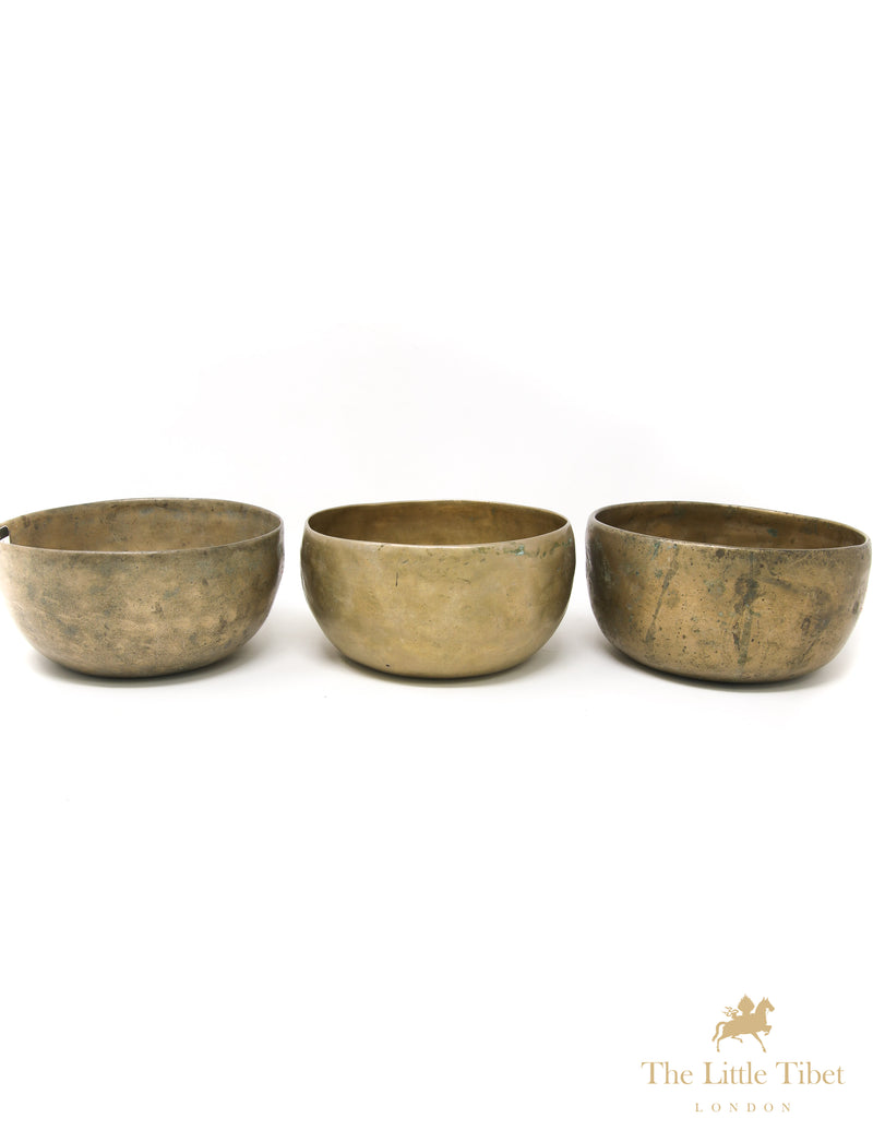 Small Antique Singing Bowls for D, E, & F Notes- B101/B105/B90