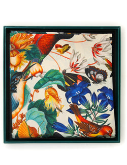 The Garden Square Silk Scarf-Teal Green