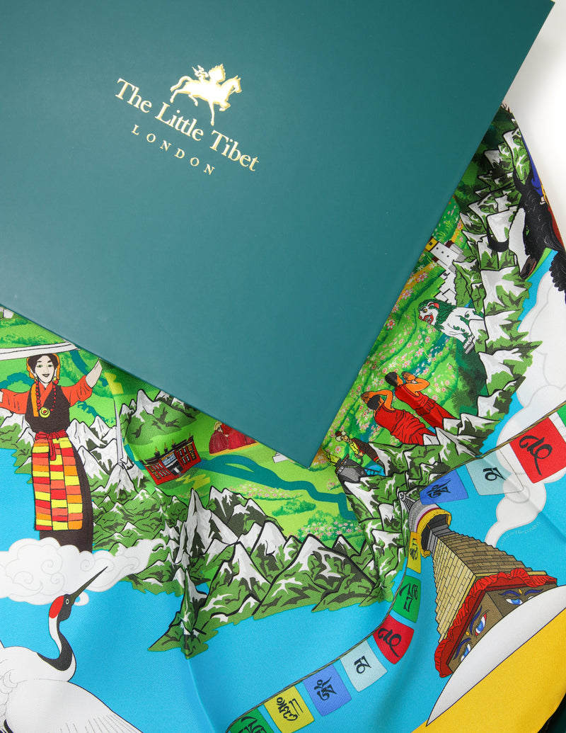 The Heavenly Map of Tibet Square Silk Scarf