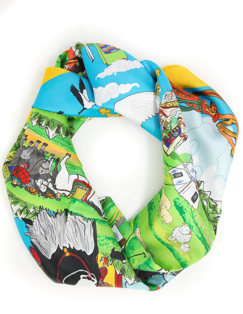 The Heavenly Map of Tibet Square Silk Scarf