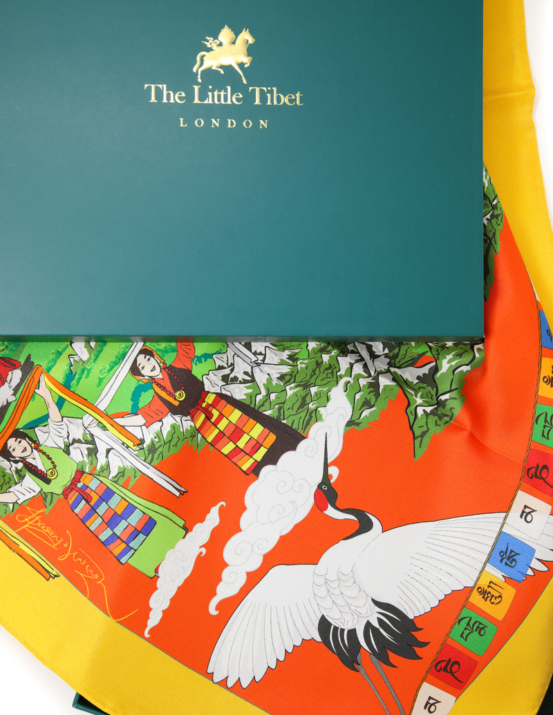 The Heavenly Map of Tibet Square Silk Scarf