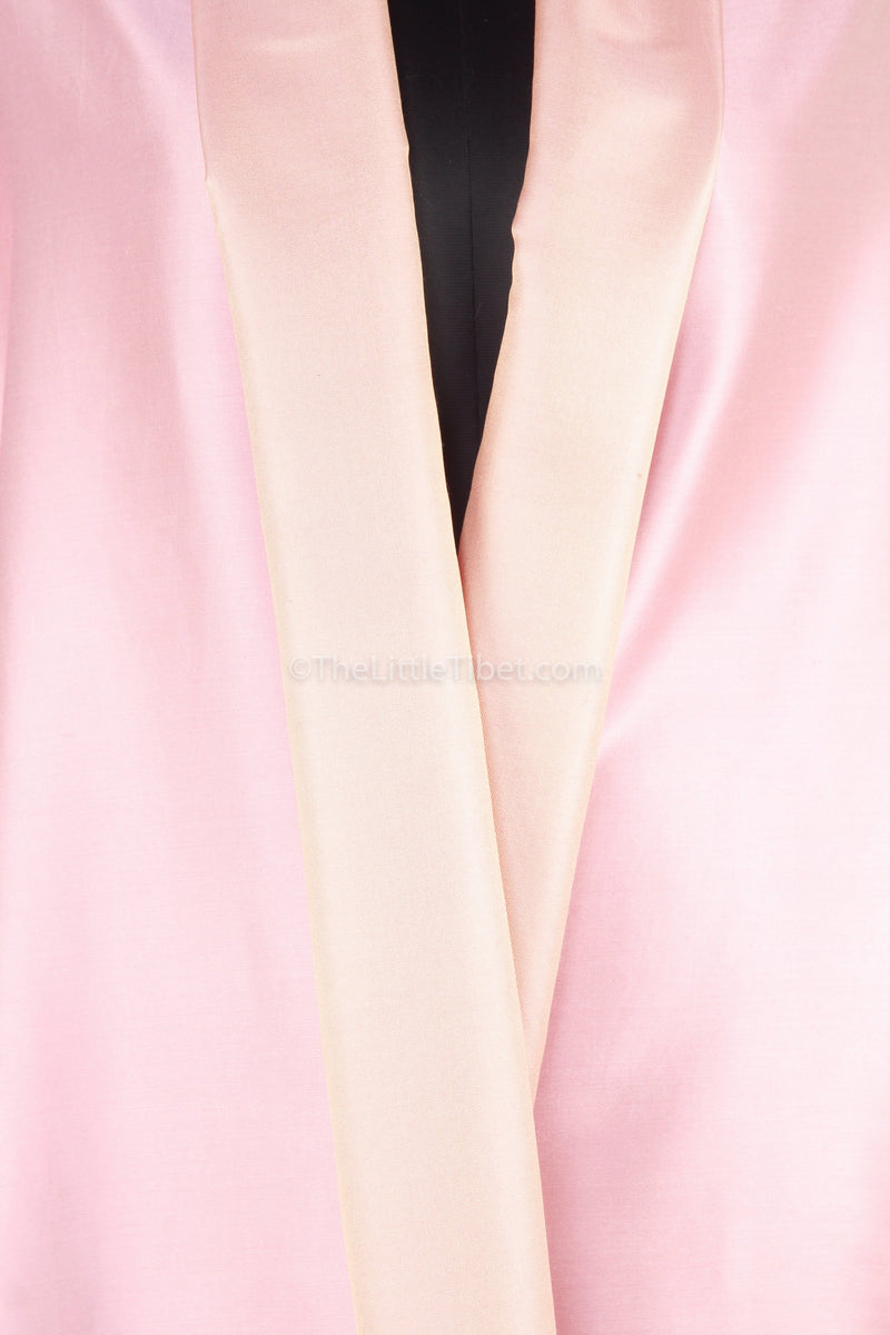 Luxury 100% pure silk baby pink  cream reversible pashmina shawl close up