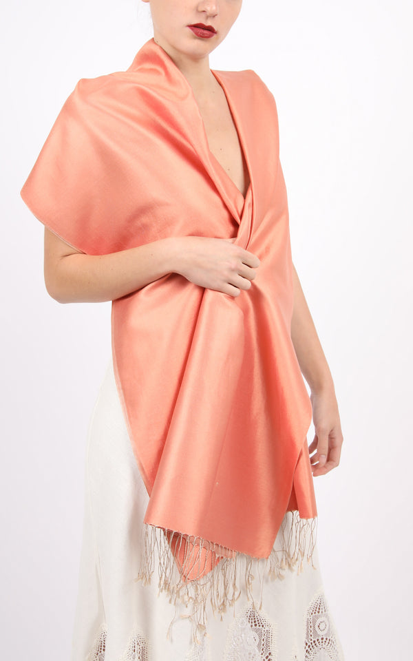 Apricot Orange Fine Silk Wrap -TT45-215