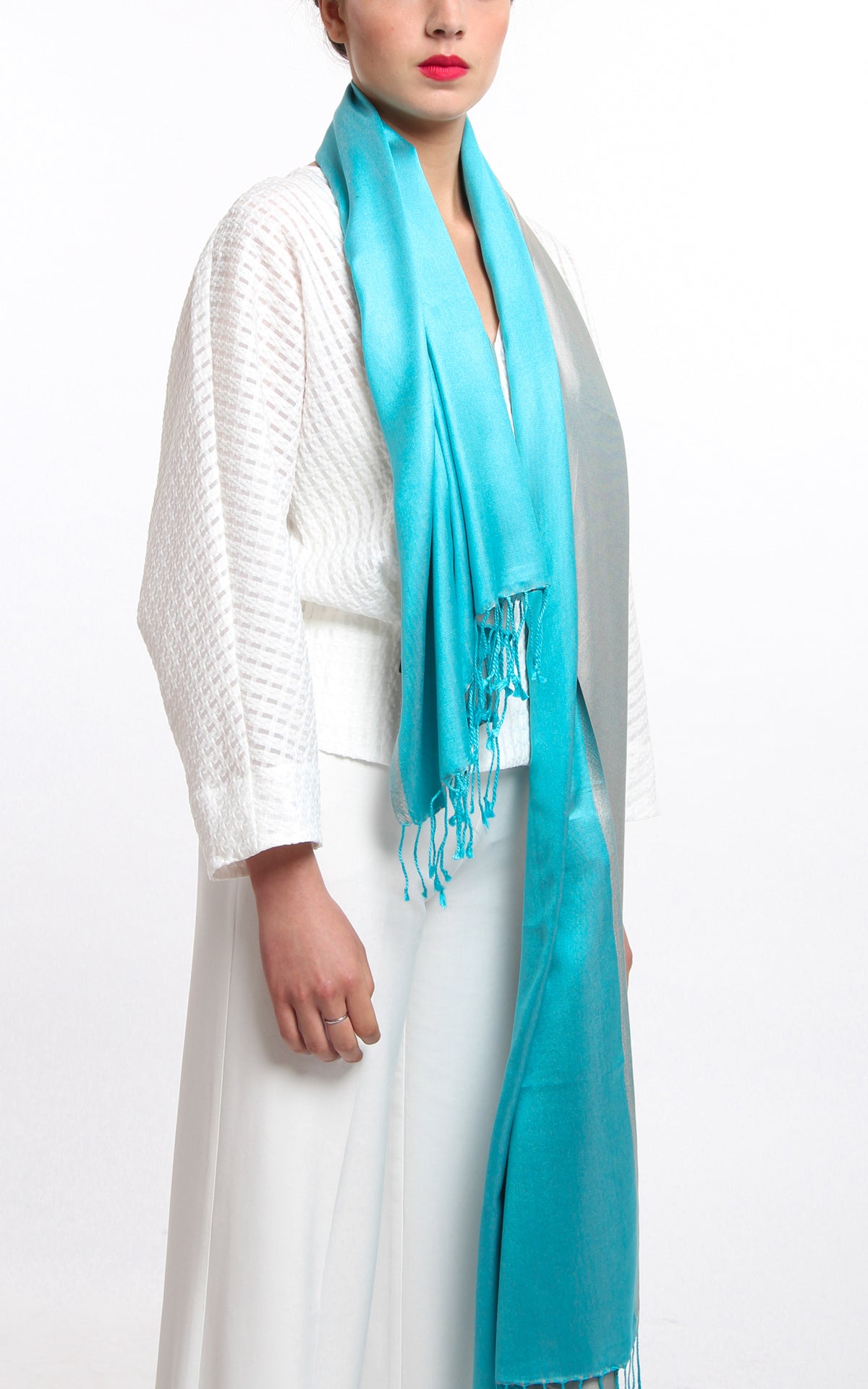 Macy Turquoise Silk Pashmina TT201