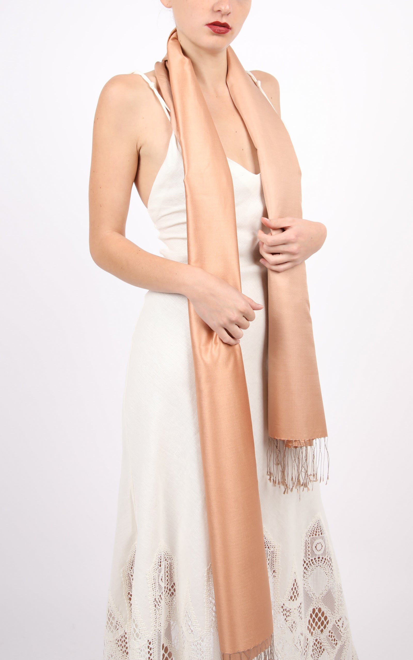 Pale Peach Fine Silk Wrap - TT45-213 – The Little Tibet