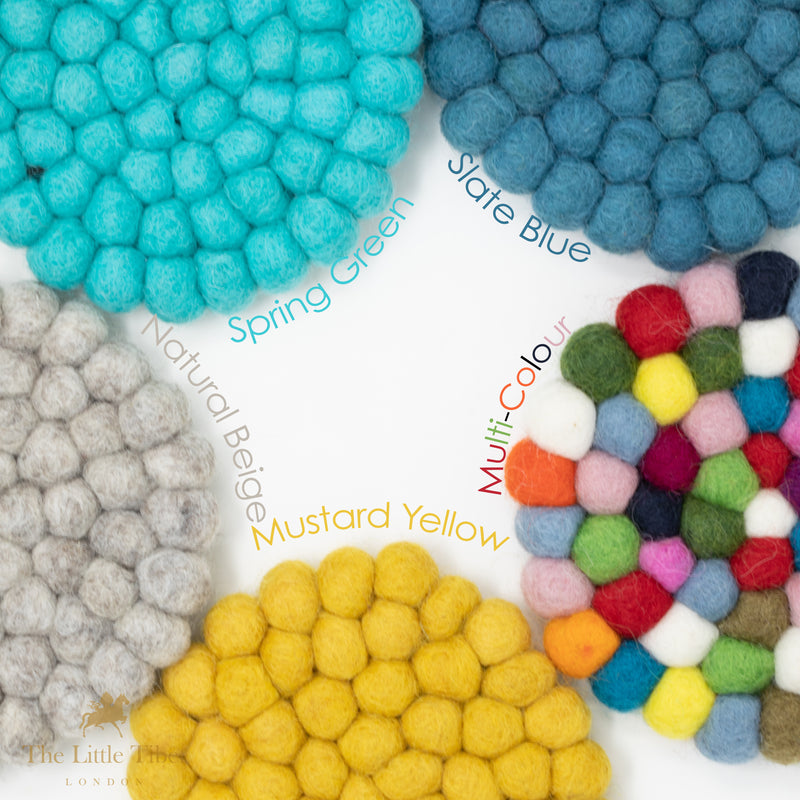 Multicolour Felt Ball Cushion for Singing Bowls-The Little Tibet