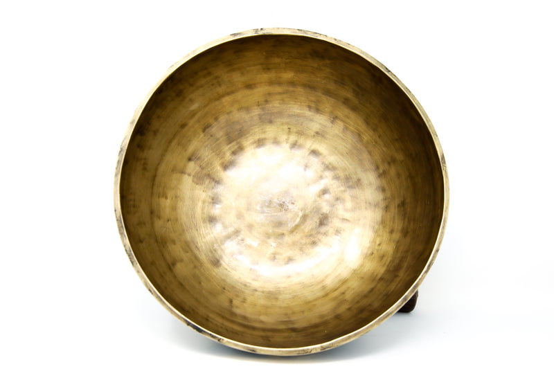 black gold hand crafted lotus Flower of Life Singing Bowl interior close up