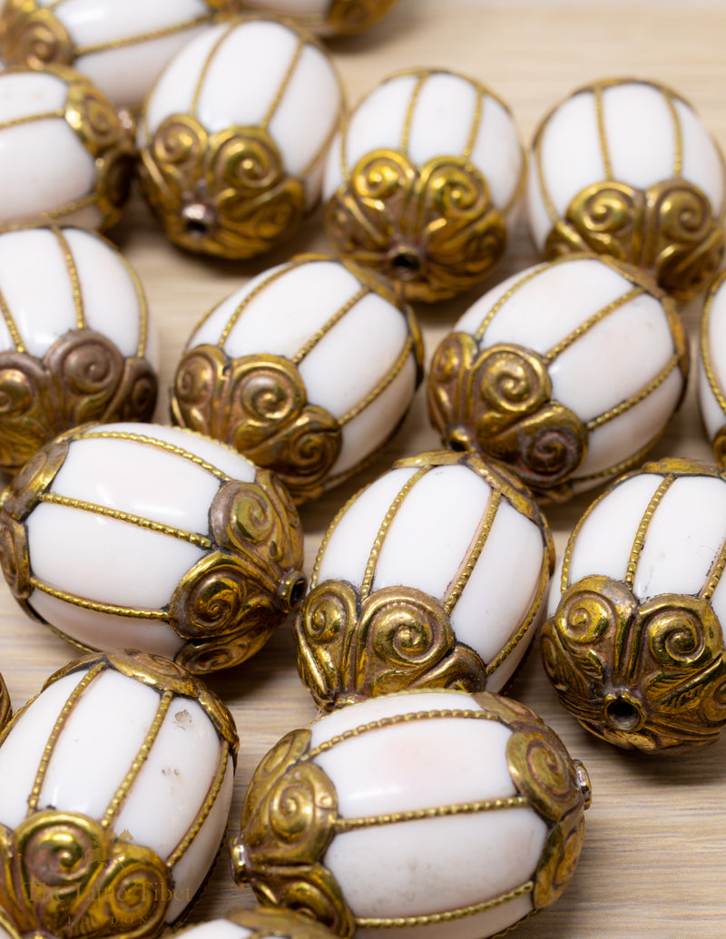 White shell tribal beads for making jewellery or pendant - SN6-The Little Tibet