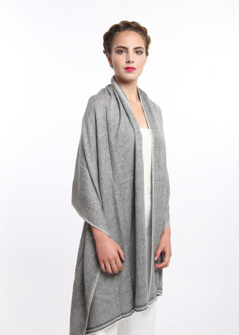 Dark Grey Cashmere Shawl, The Little Tibet