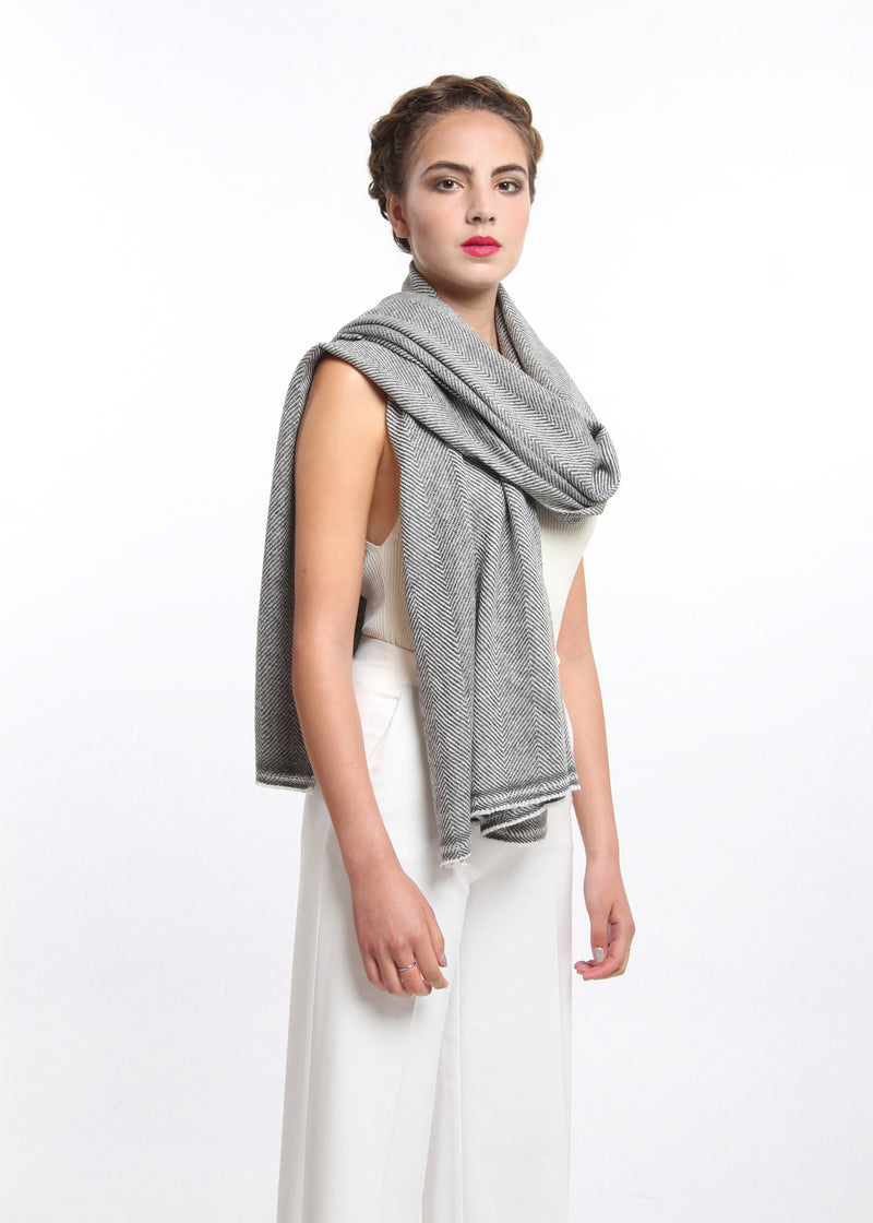 Dark Grey Cashmere Shawl, The Little Tibet