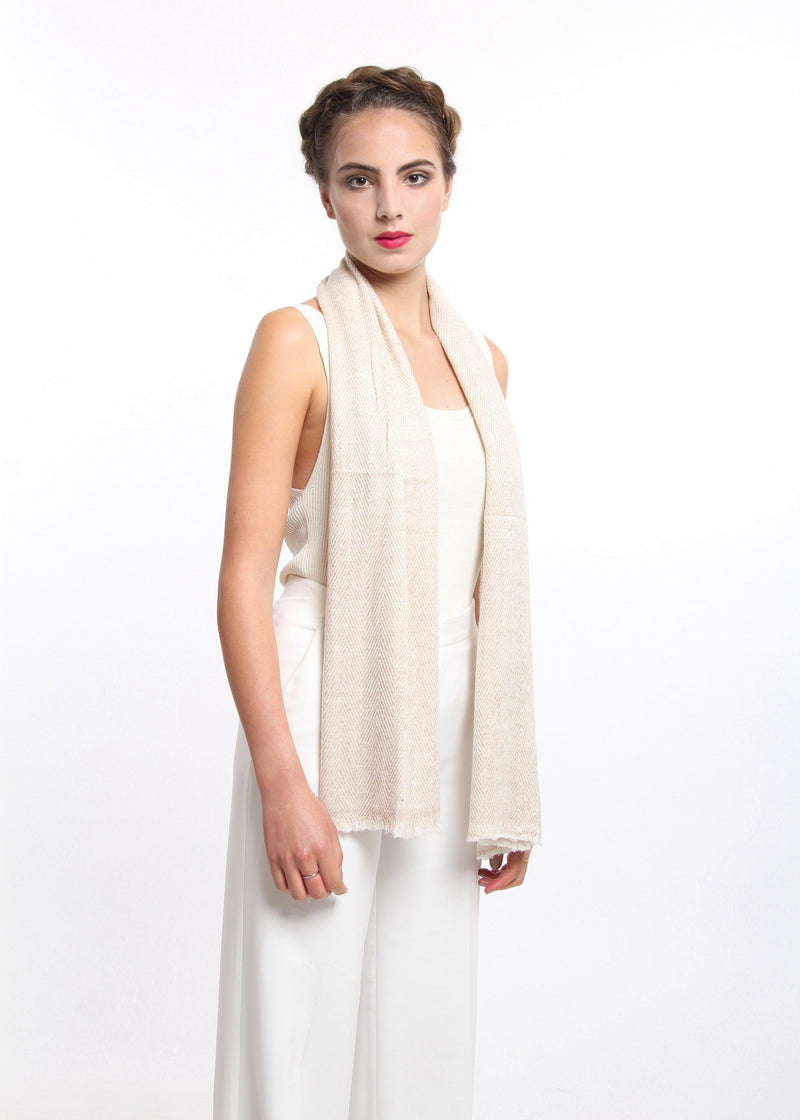 Beige Cashmere Skinny Scarf - Cashmere Scarf, The Little Tibet 