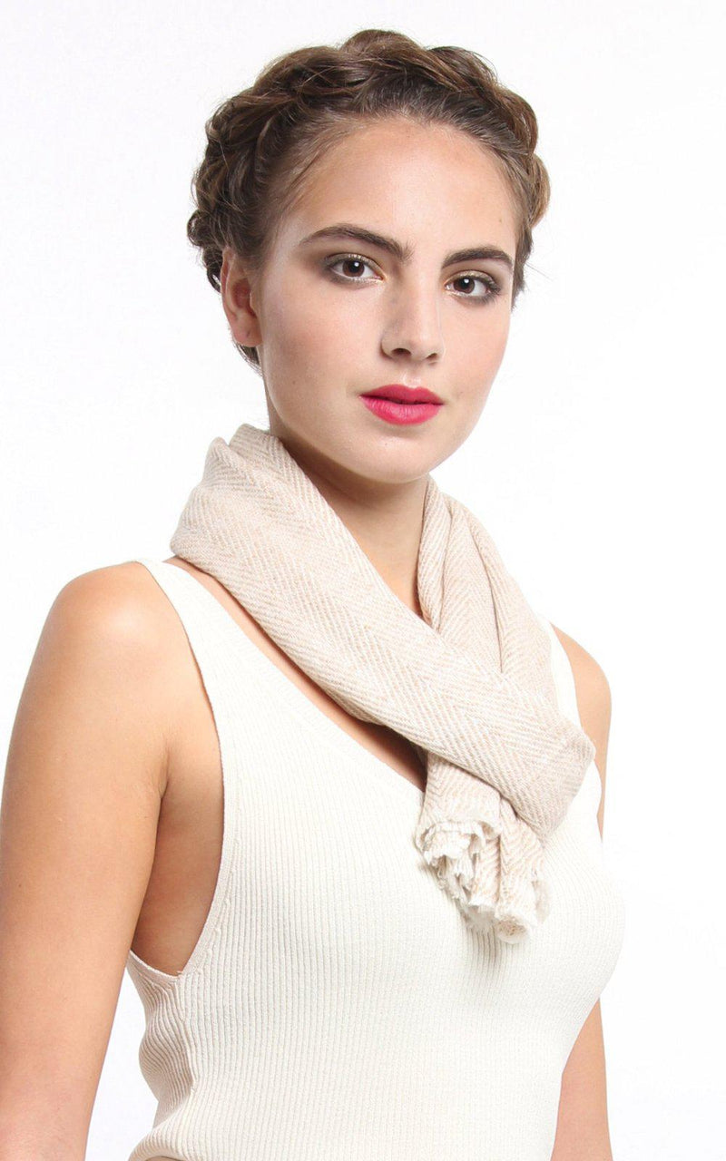 Beige Cashmere Skinny Scarf - Cashmere Scarf, The Little Tibet 