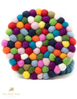 Multicolour Felt Ball Cushion for Singing Bowls-The Little Tibet