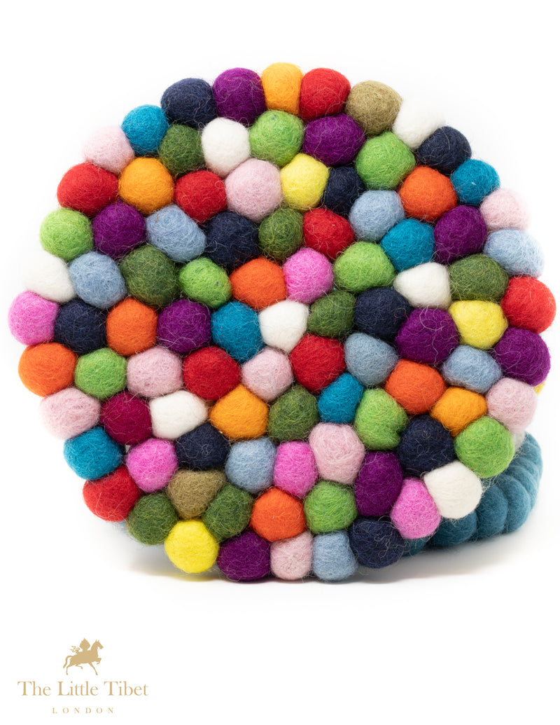 Multicolour Felt Ball Cushion for Singing Bowls-The Little Tibet