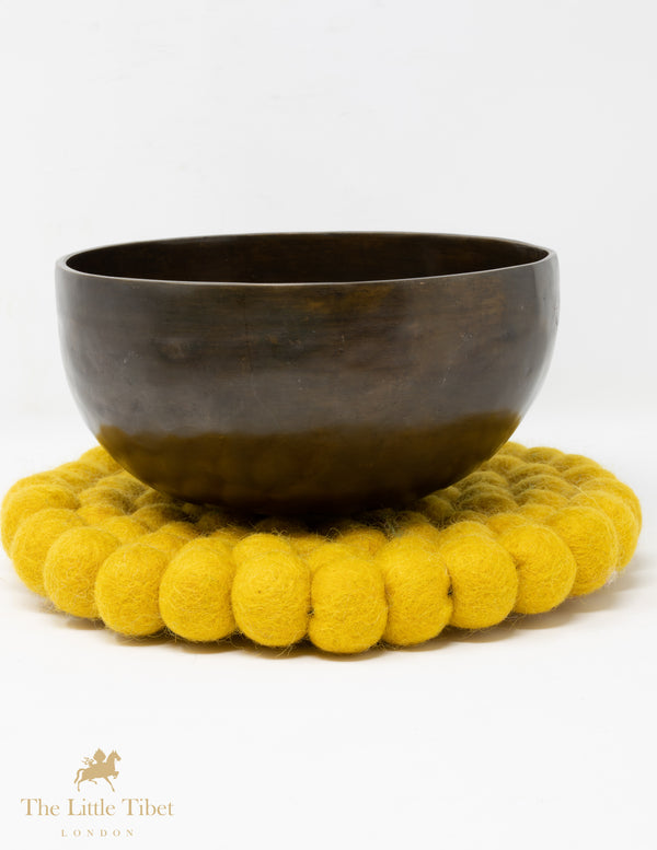 Mustard Yellow Felt Ball Cushion for Singing Bowls-The Little Tibet