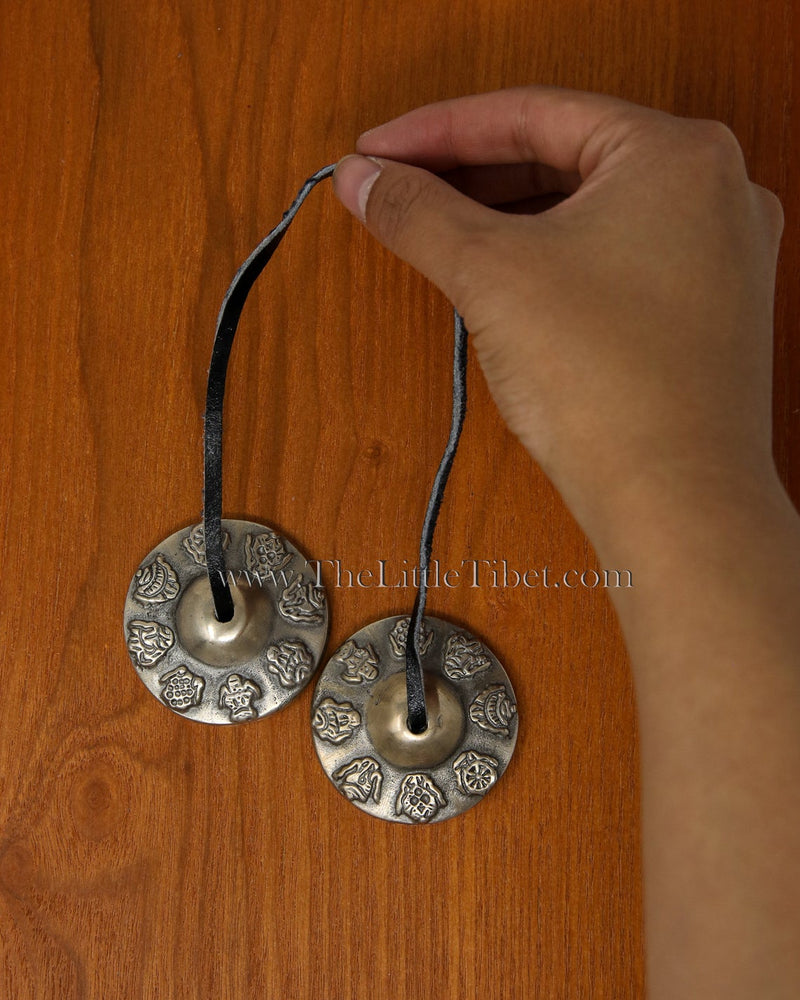 Auspicious Symbol Tibetan Healing instrument-Ting Sha, Tibetan Ting-Shag or Cymbals - The Little Tibet