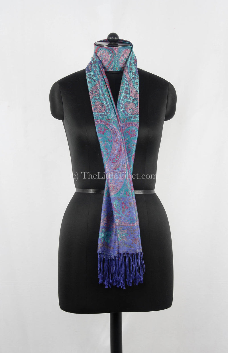 Kristen Purple Silk Scarf - Pure Silk - Personalised Gift - Gift for Her-MCM/L - The Little Tibet