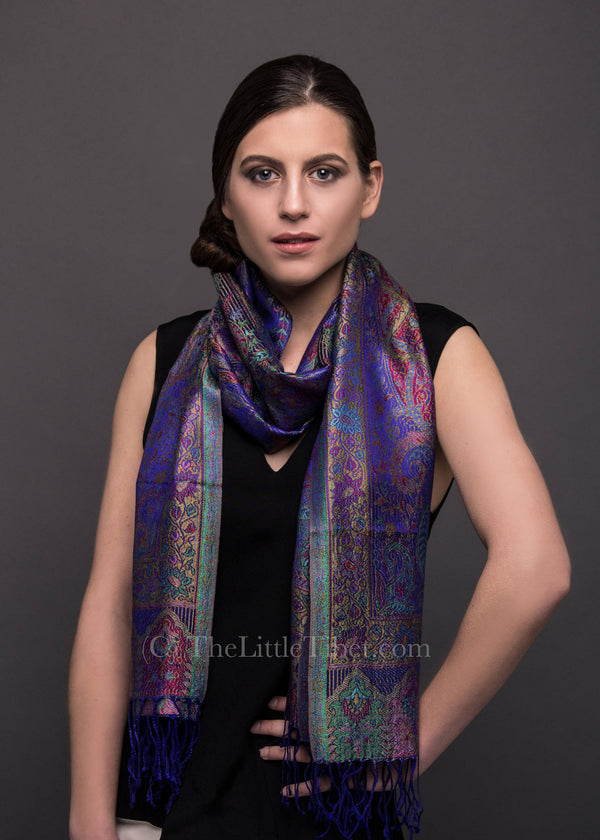 Kristen Purple Silk Scarf - Pure Silk - Personalised Gift - Gift for Her-MCM/L - The Little Tibet
