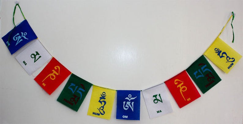 Om Mani ad Me Hum -Mantra of compassion,  Tibetan Prayer Flags - The Little Tibet