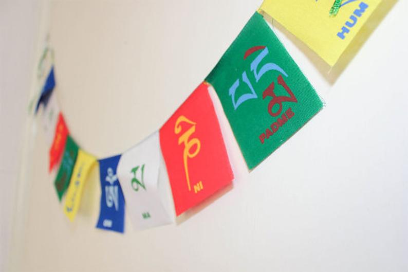 Om Mani ad Me Hum -Mantra of compassion,  Tibetan Prayer Flags - The Little Tibet