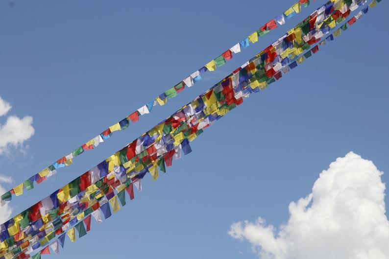 Om Mani ad Me Hum -Mantra of compassion,  Tibetan Prayer Flags - The Little Tibet