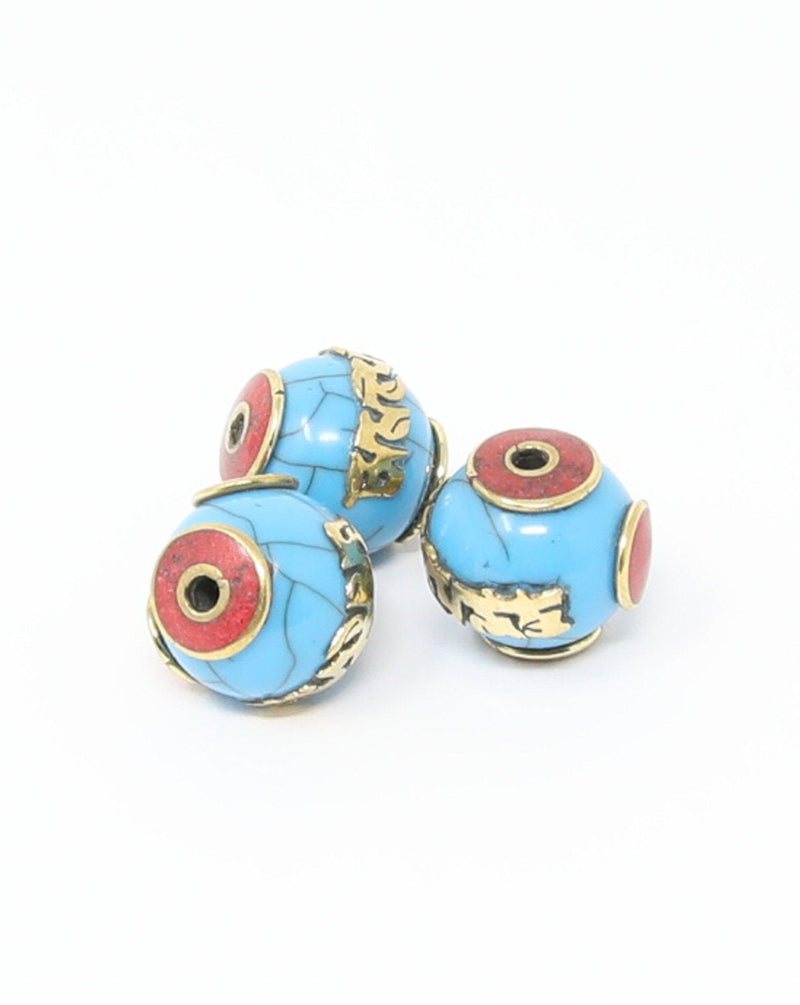 Handmade "Mani" Mantra Tibetan Inlaid Beads for Jewellery Making - A2