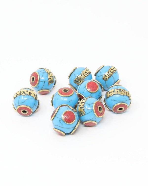 Handmade "Mani" Mantra Tibetan Inlaid Beads for Jewellery Making - A2