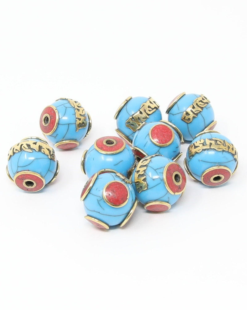 Handmade "Mani" Mantra Tibetan Inlaid Beads for Jewellery Making - A2