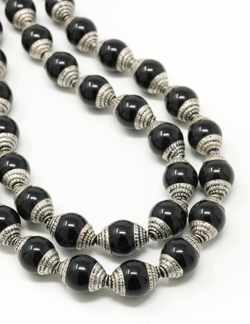 Black Onyx Inlaid Capped Antique Spacer Beads for Customized Jewellery Making- B12